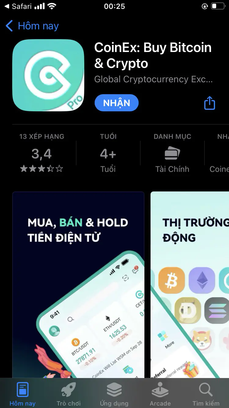 Đăng ký tài khoản CoinEx trên App điện thoại