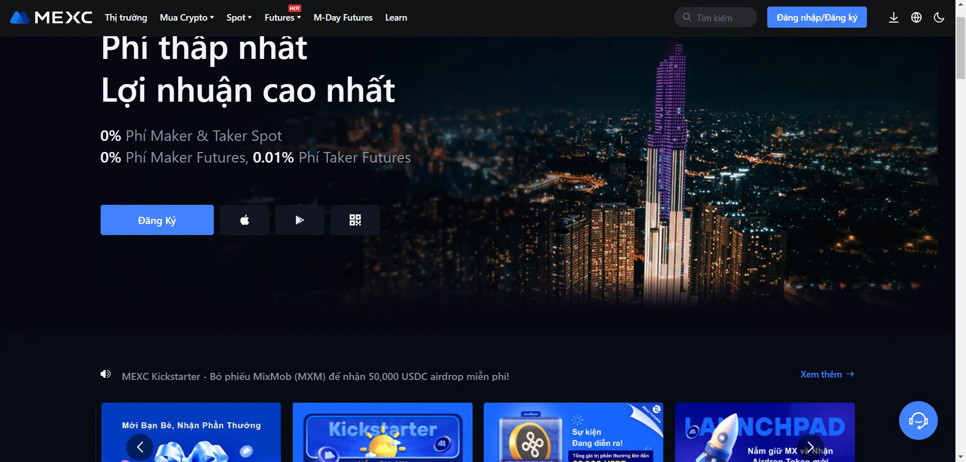 trang chủ website MEXC